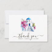 Destination Wedding Modern Bougainvillea Blue Dome サンキューカード (正面)