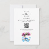 Destination Wedding Modern Bougainvillea QR Code セーブザデート (正面)