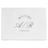Destination Wedding Monogram White Welcome Bag ラージペーパーバッグ (正面)