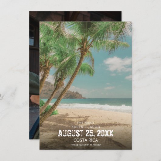 Destination Wedding Tropical Beach Save the Date (正面/裏面)