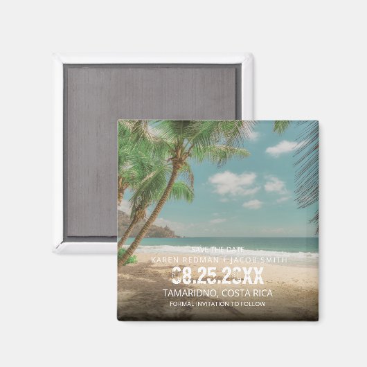 Destination Wedding Tropical Beach Save the Date  マグネット (正面/裏面)