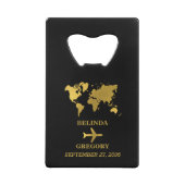 Destination Wedding World Passport Black Gold クレジットカード栓抜き (裏面)