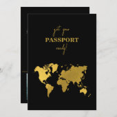 Destination Wedding World Passport Black Gold セーブザデート (正面/裏面)