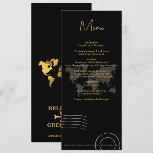 Destination Wedding World Passport Black Gold メニュー (正面/裏面)