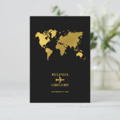 Destination Wedding World Passport Black Gold 出欠カード (スタンド正面)