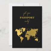 Destination Wedding World Passport Black Gold 招待状 (正面)