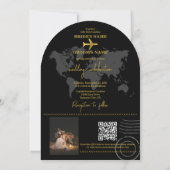 Destination Wedding World Passport Black Gold 招待状 (裏面)