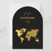 Destination Wedding World Passport Black Gold 招待状 (正面)