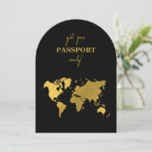 Destination Wedding World Passport Black Gold 招待状 (スタンド正面)