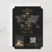 Destination Wedding World Passport Black Gold 招待状 (裏面)