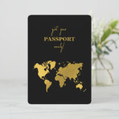 Destination Wedding World Passport Black Gold 招待状 (スタンド正面)