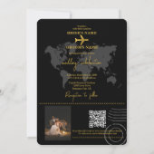 Destination Wedding World Passport Black Gold 招待状 (裏面)