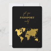 Destination Wedding World Passport Black Gold 招待状 (正面)