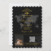 Destination Wedding World Passport Black Gold 招待状 (裏面)