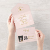 Destination Wedding World Passport Blush Pink Gold オールインワン招待状 (貼ってはがせる)