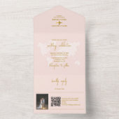 Destination Wedding World Passport Blush Pink Gold オールインワン招待状 (内側)