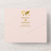 Destination Wedding World Passport Blush Pink Gold オールインワン招待状 (裏面)