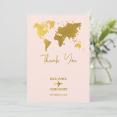 Destination Wedding World Passport Blush Pink Gold サンキューカード (スタンド正面)