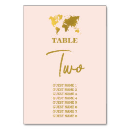 Destination Wedding World Passport Blush Pink Gold テーブルナンバー