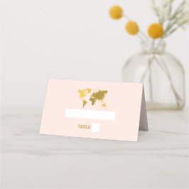Destination Wedding World Passport Blush Pink Gold プレイスカード