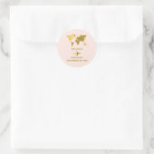 Destination Wedding World Passport Blush Pink Gold ラウンドシール (バッグ)