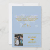 Destination Wedding World Passport Dusty Blue Gold サンキューカード (裏面)