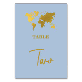 Destination Wedding World Passport Dusty Blue Gold テーブルナンバー