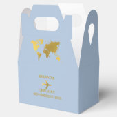 Destination Wedding World Passport Dusty Blue Gold フェイバーボックス (オープン)
