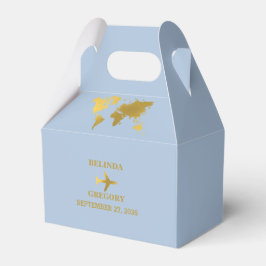 Destination Wedding World Passport Dusty Blue Gold フェイバーボックス