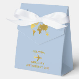 Destination Wedding World Passport Dusty Blue Gold フェイバーボックス