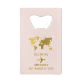 Destination Wedding World Passport Pink Gold クレジットカード栓抜き (裏面)