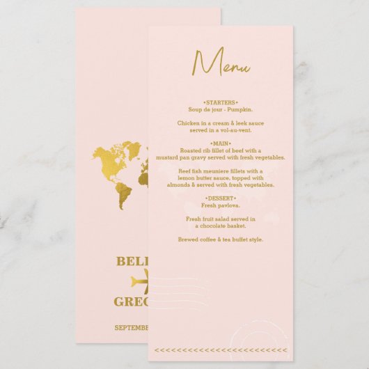Destination Wedding World Passport Pink Gold メニュー (正面/裏面)