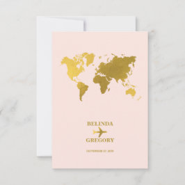Destination Wedding World Passport Pink Gold 出欠カード
