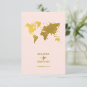 Destination Wedding World Passport Pink Gold 出欠カード (スタンド正面)