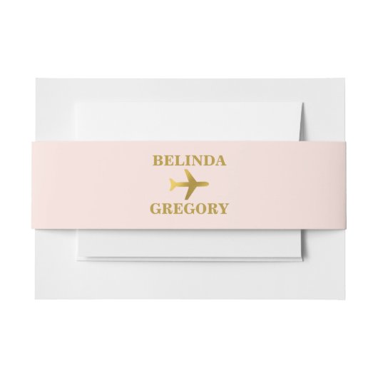 Destination Wedding World Passport Pink Gold 招待状ベリーバンド (正面例)