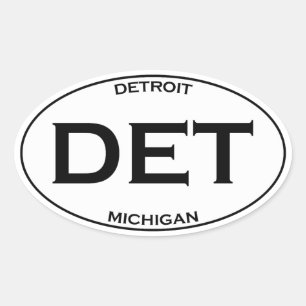 DET – デトロイトミシガン 楕円形シール