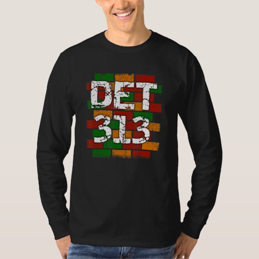 DET 313 デトロイトの市外局番 グラフィティ Tシャツ (正面)