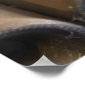 Detail of dusty bottles sur lattes on wooden ポスター (角)