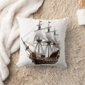 Detailed 3D Rendering of a Pirate Ship クッション (ブランケット)