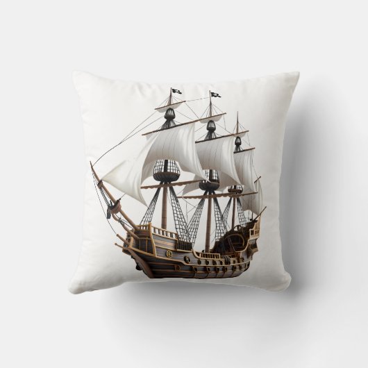 Detailed 3D Rendering of a Pirate Ship クッション (裏面)