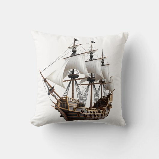 Detailed 3D Rendering of a Pirate Ship クッション (正面)