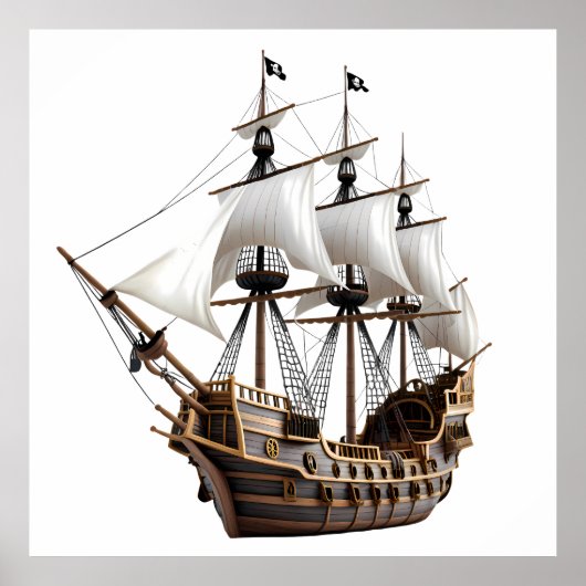 Detailed 3D Rendering of a Pirate Ship ポスター (正面)