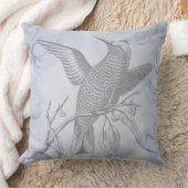 Detailed Bird Line Drawing Art Pastel Blue クッション (ブランケット)