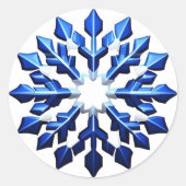 Detailed Blue Snowflake ラウンドシール (正面)