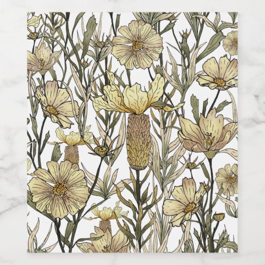 Detailed Floral Pattern ワインラベル (シングルラベル)