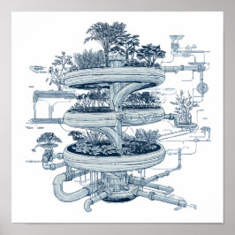 Detailed Futuristic Art: Hydroponic Helix System ポスター