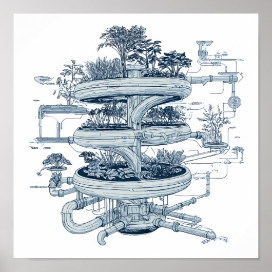 Detailed Futuristic Art: Hydroponic Helix System ポスター (正面)