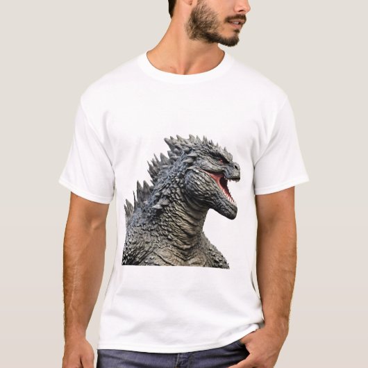 Detailed Head of Roaring Godzilla Monster Tシャツ (正面)