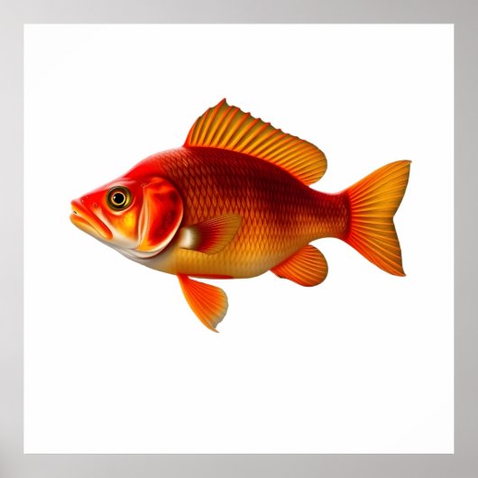 Detailed Illustration of a Red Goldfish ポスター (正面)