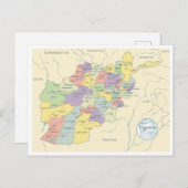 Detailed map of Afghanistan Regions ポストカード (正面/裏面)